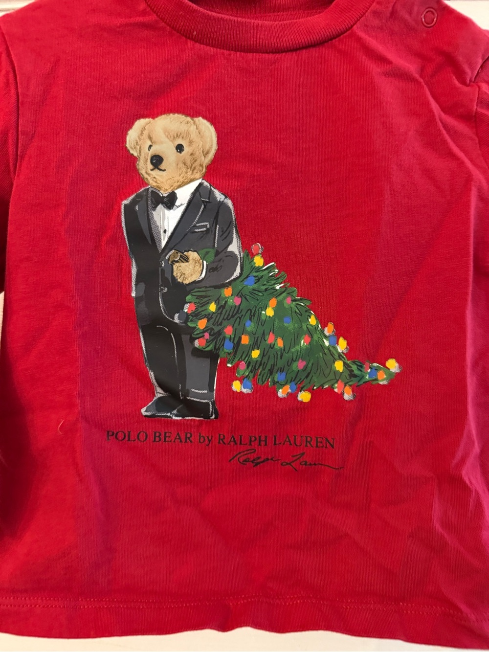 Polo by Ralph Lauren Red Kids Bear Graphic Long-Sleeve Tee - Picture 2 of 4